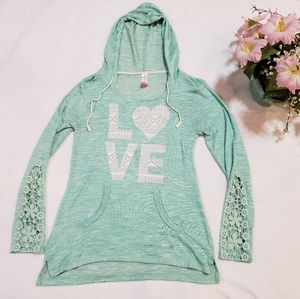 Mint Green Sparkling Love Lightweight Hoodie